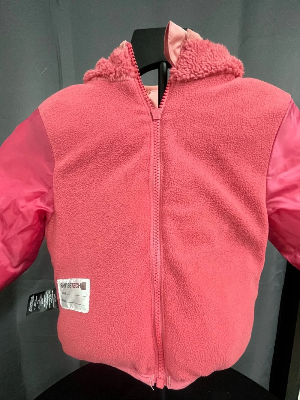 Kids pink fleece hooded jacket